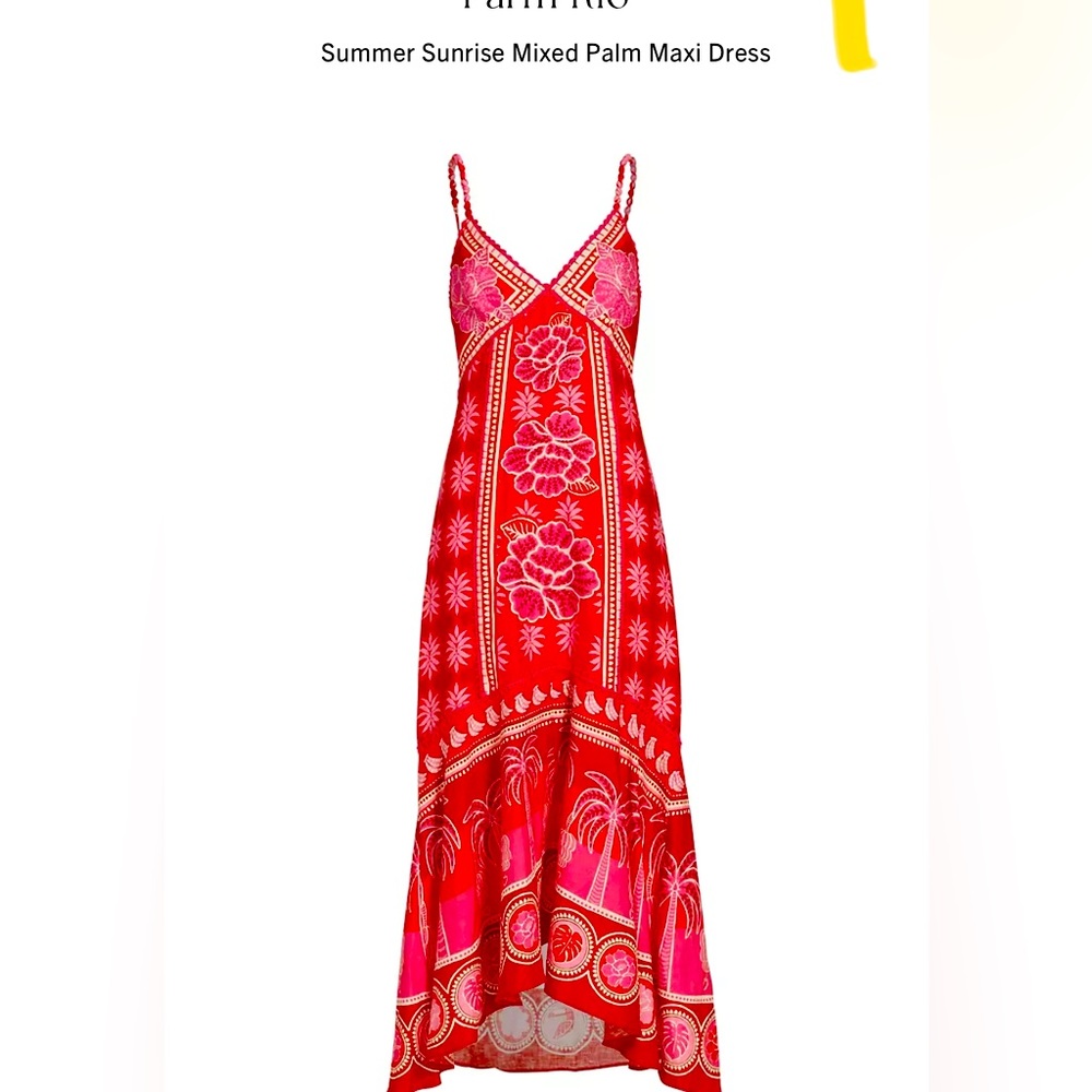 FARM Rio Red and Pink Maxi Dress